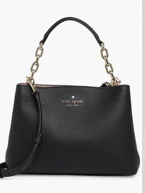kate spade Aubrey Black Pebbled Leather Satchel pink inside.
